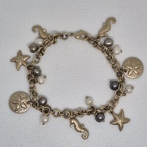 LIA SOPHIA Retired Gold Tone 'Under The Sea' Seashore Charm Bracelet